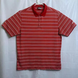Nike Golf Polo Shirt Men's Extra Large XL Red White Striped Dri-Fit 465806-648